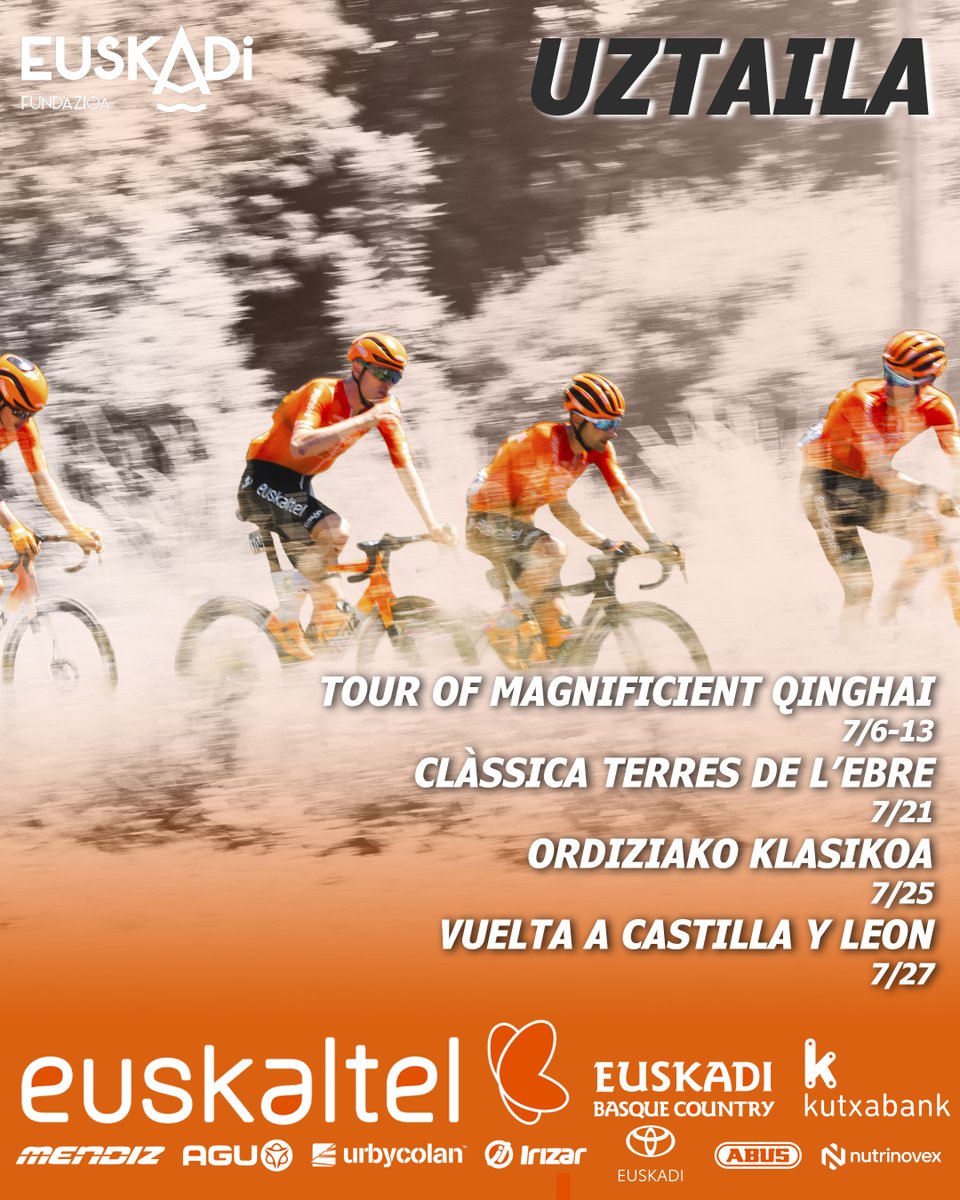 🗓️Kontraste hilabetea #EuskaltelEuskadi -rentzat

✈️El domingo comenzamos el #TOMQ2025 con 8⃣ etapas donde aspiramos a todo.

🏡Ordiziako Klasikoan etxean lehiatzen izanen gara berriz ere

🚴Además dos clásicas en Catalunya y España