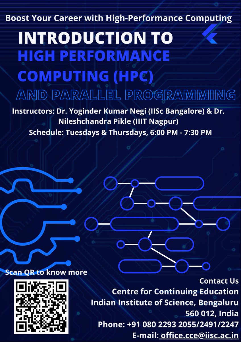 cce_iisc's tweet image. Enroll in the Online Proficiency Course on Introduction to High-Performance Computing (HPC) and Parallel Programming and gain in-depth knowledge from domain experts at IISc and IIIT Nagpur.
Know more: cce.iisc.ac.in/cce-proficienc…
#IISc #HighPerformanceComputing #HPC #OnlineLearning
