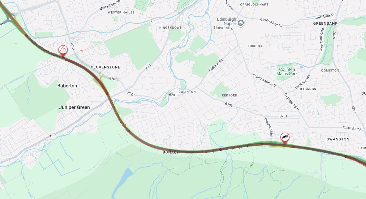 Traffic Scotland (@trafficscotland) on Twitter photo NEW❗️⌚️08:20
🛣️#A720 Calder to Baberton (WB)
⚠️Road restricted due to a broken down vehicle
🗺️Road users are advised to approach with caution and expect longer travel times
Delays of approx. 22 minutes
<a href="/SETrunkRoads/">BEAR SE Trunk Roads</a> NEW❗️⌚️08:20
🛣️#A720 Calder to Baberton (WB)
⚠️Road restricted due to a broken down vehicle
🗺️Road users are advised to approach with caution and expect longer travel times
Delays of approx. 22 minutes
<a href="/SETrunkRoads/">BEAR SE Trunk Roads</a>