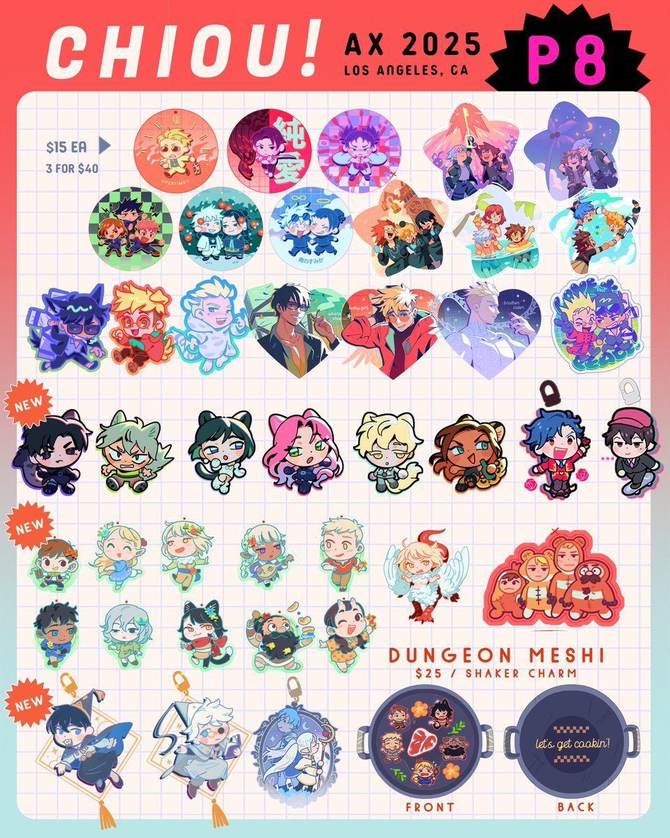 chitchatchiou's tweet image. YAYY I'm alive.. ! Catalog for my #AX25!! 🌷🪻 i’m at P8 and new things like sticker sheets, charms and am in 3 fun stamp rallies!! see thread for updates/info/links! Sharing/RTs appreciated 🙏✨
#AXCatalog2025 #AXArtistAlley2025 #AnimeExpo