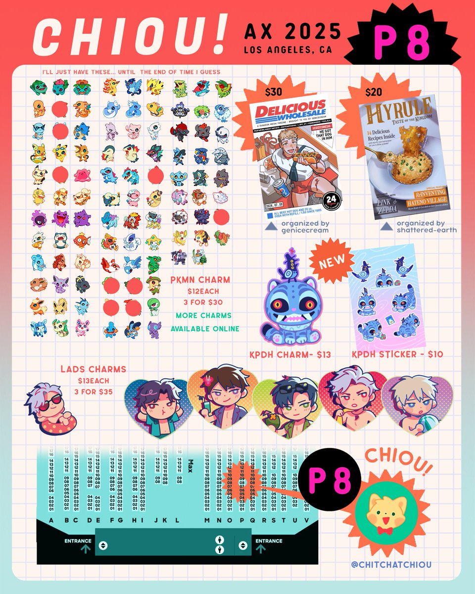 chitchatchiou's tweet image. YAYY I'm alive.. ! Catalog for my #AX25!! 🌷🪻 i’m at P8 and new things like sticker sheets, charms and am in 3 fun stamp rallies!! see thread for updates/info/links! Sharing/RTs appreciated 🙏✨
#AXCatalog2025 #AXArtistAlley2025 #AnimeExpo