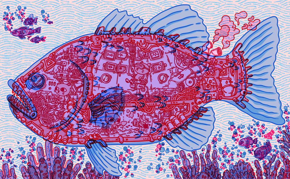 🟢🐟 NEW DROP 🐟🟢

Cat-Fished

Its a play on words of a catfish.
A mecha-fish controlled by cats.

This would be a new series on my <a href="/objktcom/">objkt.com</a> collection called Anaglyph X-Rayed.

Best viewed with 3D glasses/red &amp; blue camera filter.

Cat-Fished
17 XTZ
10 editions

👇🏼🔗