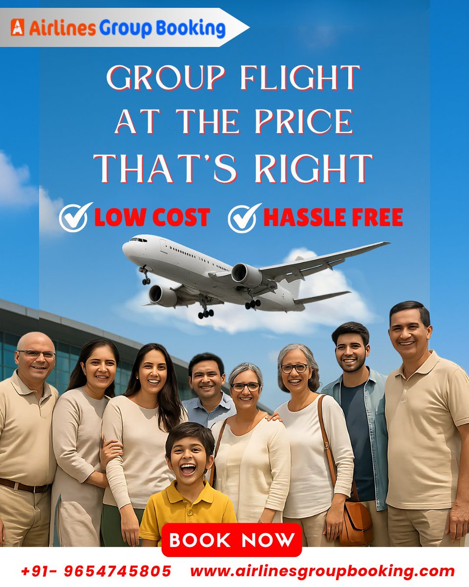 AirGroupBooking's tweet photo. 🎯 Group travel made EASY.
Book smarter with AirlinesGroupBooking
• Group discounts
• 10+ passengers
• Global flights
• Personalized help

📞 +91-9654745805 | 🌐 airlinesgroupbooking
#FlightDeals #GroupTravel #TravelSmart #AirlinesGroupBooking #FlyTogetherSaveMore https://t.co/ZP4lEoR9Xn