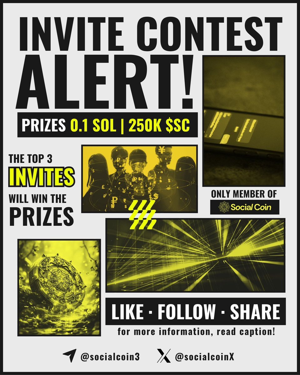 Social Coin Invite Contest is LIVE! 🎉

Want to earn crypto rewards just by inviting friends?
Here’s your shot at winning BIG!

👥 How to Participate:
 1. Follow our official X account [x.com/socialcoinx?s=…]
1.2. Join our TG: t.me/socialcoin3
 2. Use the /invite command