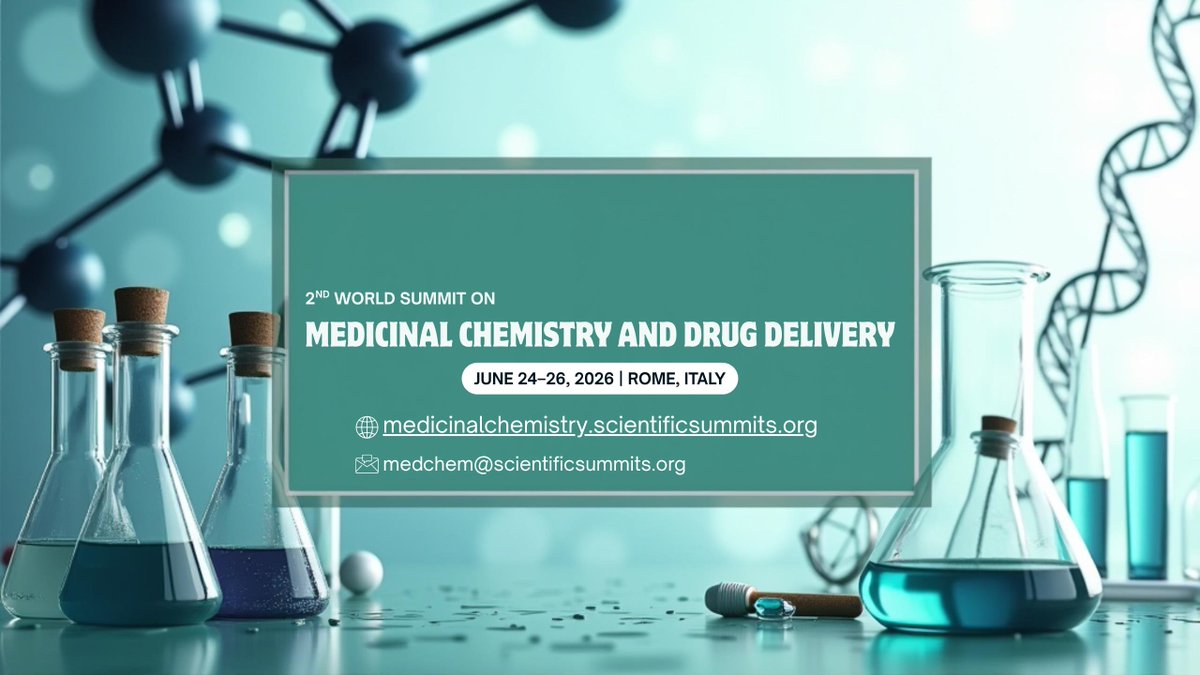 📣 Call for Speakers!
Be part of the conversation at the 2nd World Summit on Medicinal Chemistry &amp; Drug Delivery – June 2026, Rome.
Shape the future of therapeutics.
🔗 Submit now: …icinalchemistry.scientificsummits.org
#ScienceTwitter #MEDCHEM2026 #DrugDesign #PharmaResearch