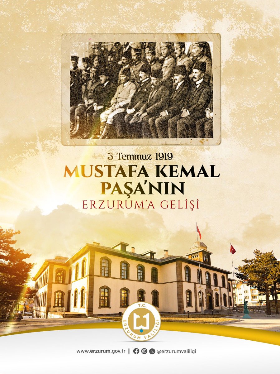 🇹🇷 Mustafa Kemal Paşa’nın Erzurum’a gelişinin 106. yıl dönümü kutlu olsun.

🇹🇷 Kurtuluş mücadelesinin dönüm noktalarından biri olan Erzurum; millet ve memleket sevdasının güçlü sembolü, hürriyet ateşinin sönmeyen ocağı olmayı sürdürmektedir.
