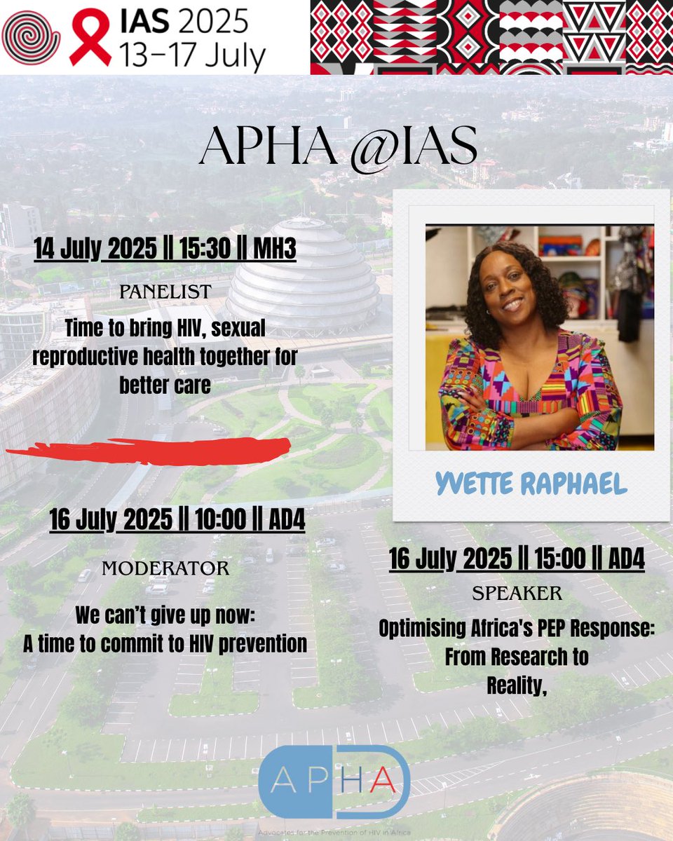 Only 10 days to #IAS2025!

Our ED, Yvette Raphael, will be in key sessions on SRHR &amp; HIV integration, HIV prevention, and Africa’s PEP response. 

📍Check the picture guide for details &amp; join her in person or virtually!