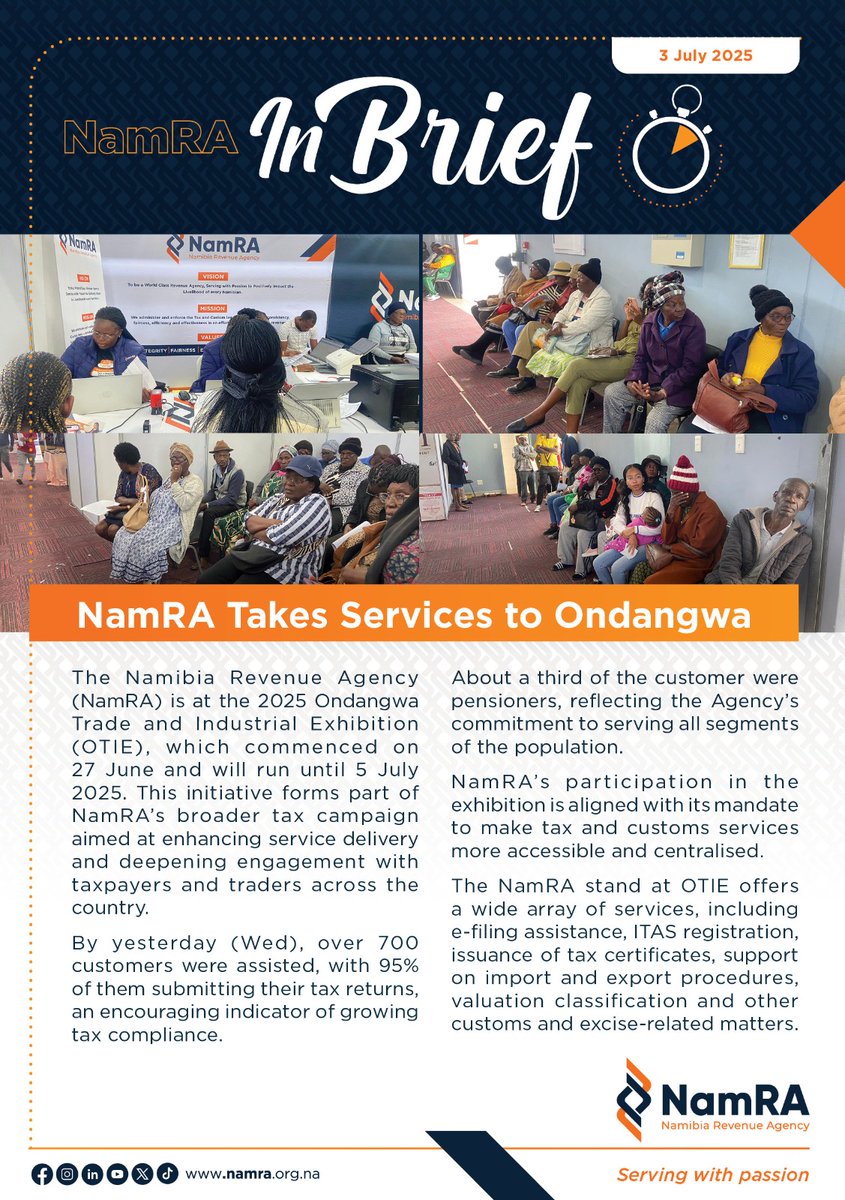 📌NamRA Takes Services to Ondangwa