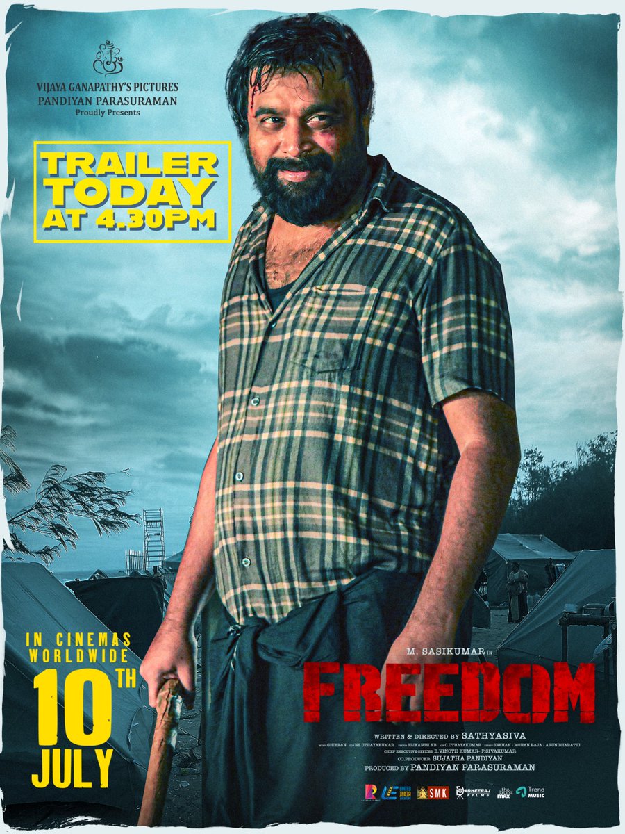 Revanza Global Ventures Private Limited (@revanzaglobal) on Twitter photo Witness the Power Packed trailer of
<a href="/SasikumarDir/">M.Sasikumar</a> 's #Freedom from today 4:30PM !!
7 days to catch the thriller film onscreen !
#FreedomFromJuly10
<a href="/Sathyasivadir/">Sathyasiva</a> <a href="/vijayganapathys/">Vijaya Ganapathy's Pictures</a> <a href="/PandiyanParasu/">Pandiyan Parasuraman</a> <a href="/GhibranVaibodha/">Ghibran Vaibodha</a> <a href="/RevanzaGlobal/">Revanza Global Ventures Private Limited</a> <a href="/jose_lijomol/">Lijomol Jose</a> Witness the Power Packed trailer of
<a href="/SasikumarDir/">M.Sasikumar</a> 's #Freedom from today 4:30PM !!
7 days to catch the thriller film onscreen !
#FreedomFromJuly10
<a href="/Sathyasivadir/">Sathyasiva</a> <a href="/vijayganapathys/">Vijaya Ganapathy's Pictures</a> <a href="/PandiyanParasu/">Pandiyan Parasuraman</a> <a href="/GhibranVaibodha/">Ghibran Vaibodha</a> <a href="/RevanzaGlobal/">Revanza Global Ventures Private Limited</a> <a href="/jose_lijomol/">Lijomol Jose</a>