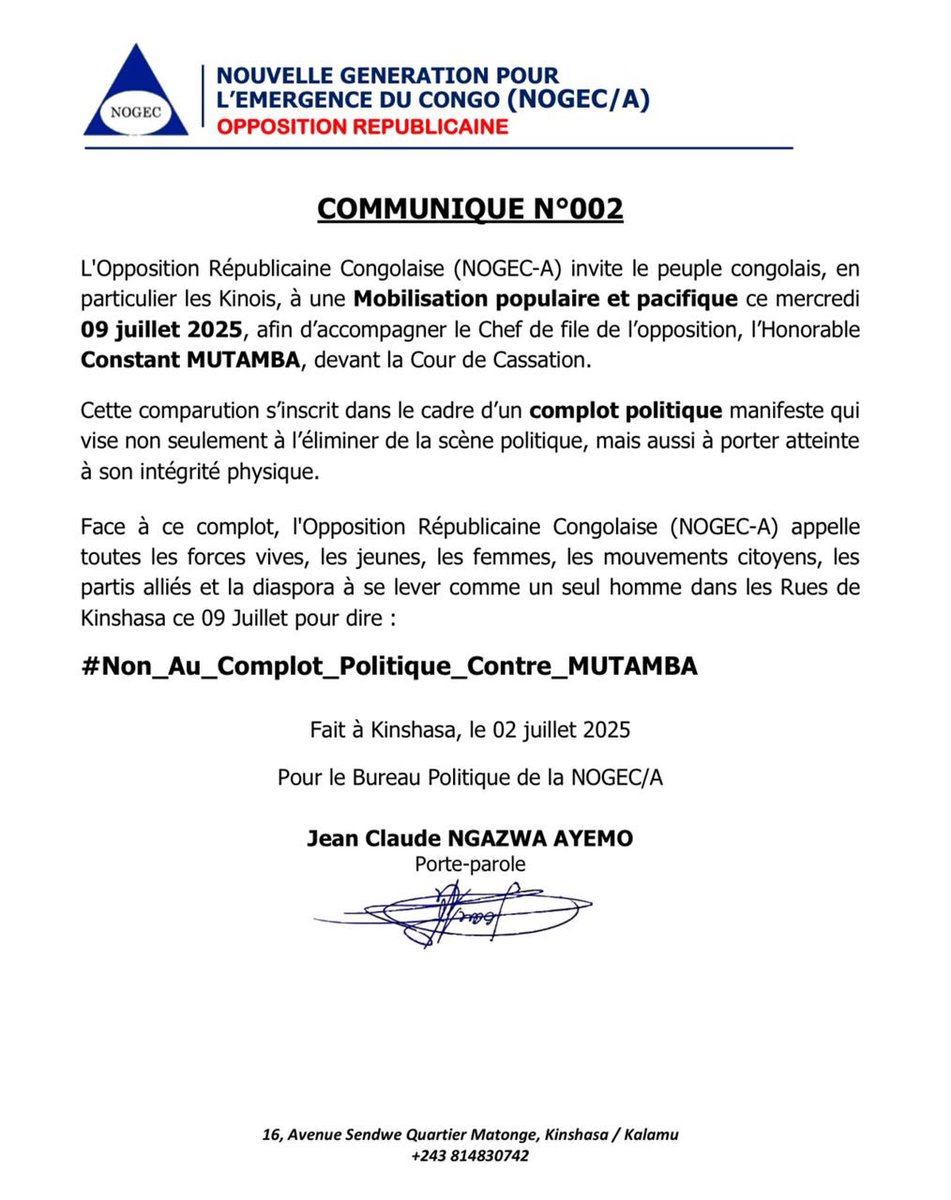 Pascal Mulegwa (@pascal_mulegwa) on Twitter photo #RDC🇨🇩: Le procès de <a href="/ConstantMutamba/">Constant Mutamba</a> démarre ce mercredi 09 Juillet devant la cour de cassation. Son parti appelle à la « mobilisation » contre ce « complot politique ». #RDC🇨🇩: Le procès de <a href="/ConstantMutamba/">Constant Mutamba</a> démarre ce mercredi 09 Juillet devant la cour de cassation. Son parti appelle à la « mobilisation » contre ce « complot politique ».