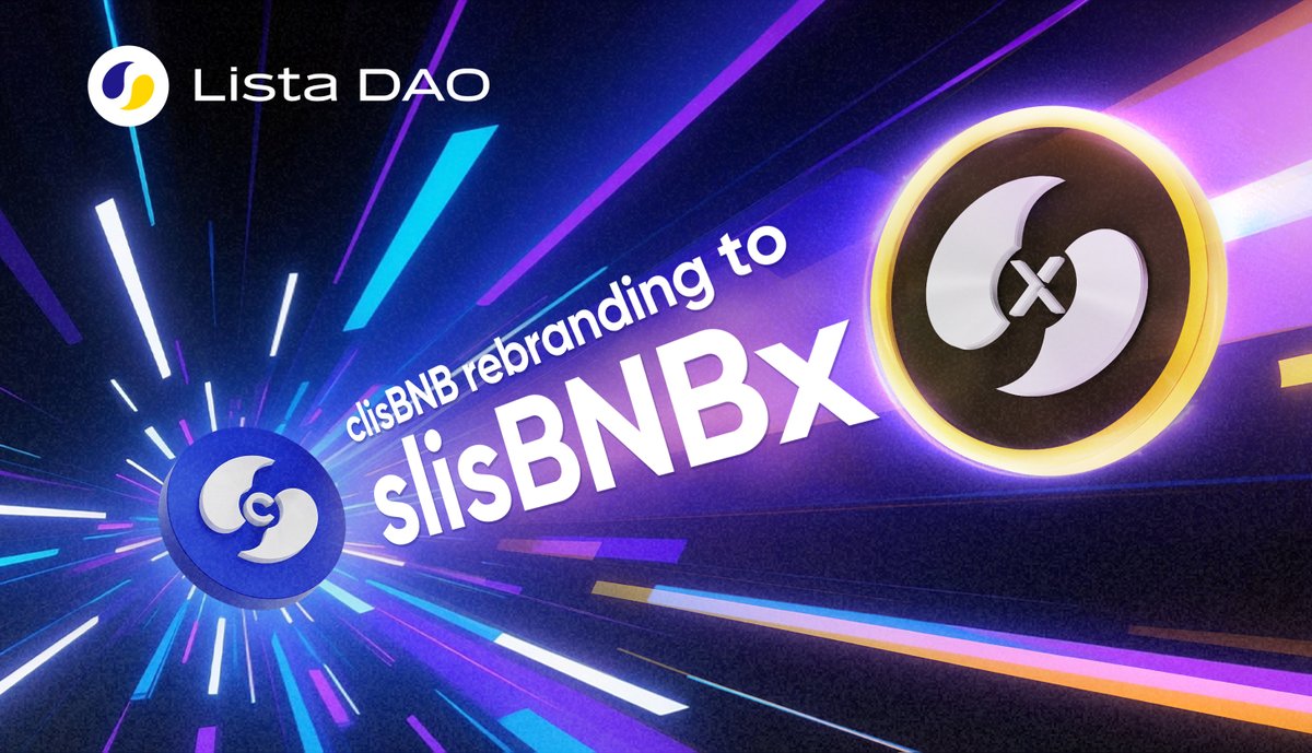🔄Rebranding clisBNB to slisBNBx! 

For better clarity and recognition, clisBNB is now slisBNBx, a streamlined sub-product under our flagship liquid staking token slisBNB. 

✨Here’s what you need to know: 
slisBNBx = the new clisBNB, if you already have clisBNB no action needed,