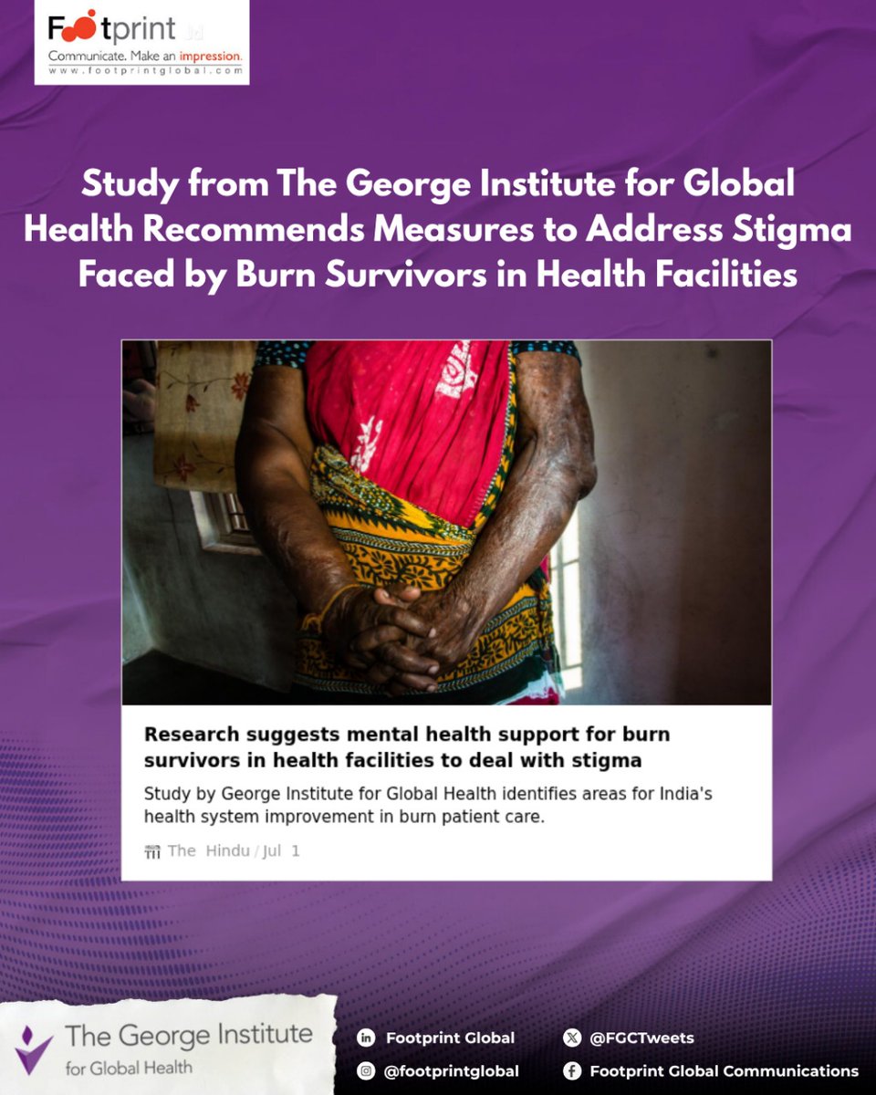 Footprint Global Communications (@fgctweets) on Twitter photo Researchers at The George Institute for Global Health India have identified key areas where India’s health system can improve support for patients seeking care for burn injuries.
#MentalHealth #Burns #healthcare #publichealth #stigma #TGI <a href="/georgeinstitute/">The George Institute for Global Health</a> Researchers at The George Institute for Global Health India have identified key areas where India’s health system can improve support for patients seeking care for burn injuries.
#MentalHealth #Burns #healthcare #publichealth #stigma #TGI <a href="/georgeinstitute/">The George Institute for Global Health</a>