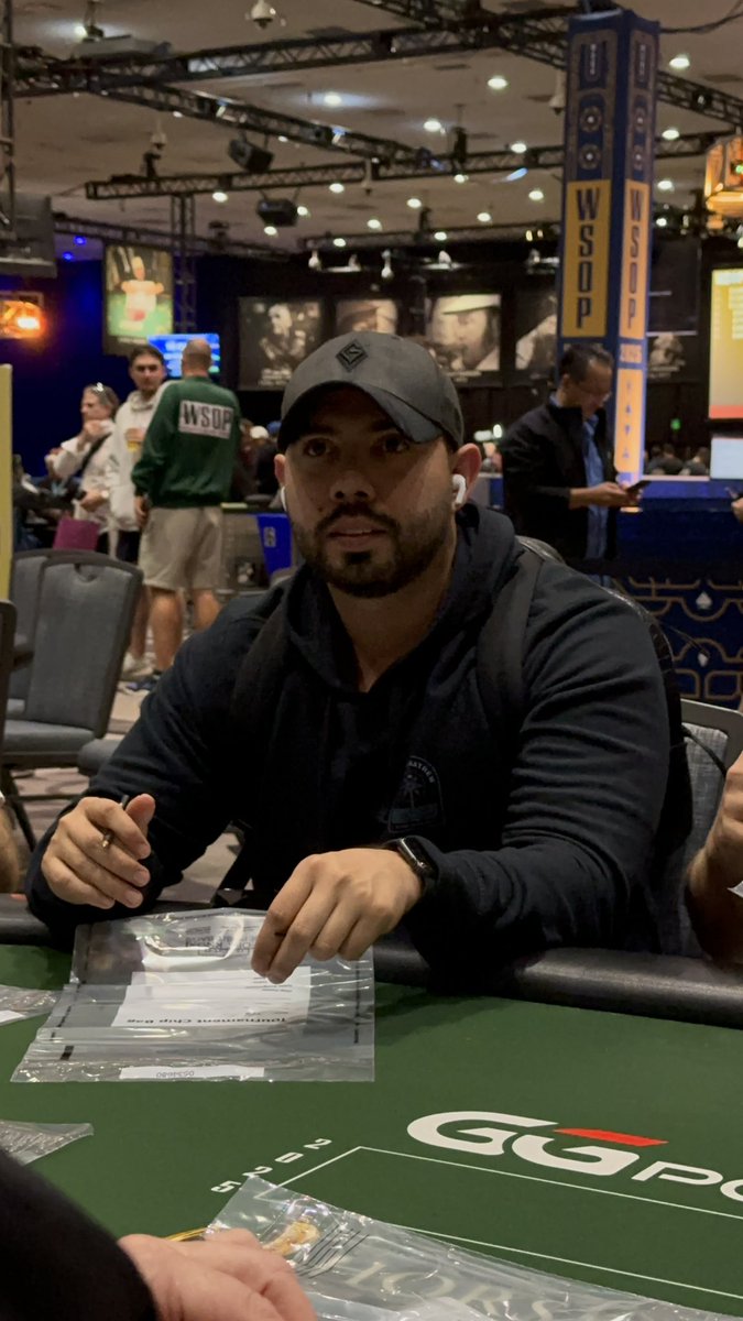 GSITEGG's tweet photo. Day 1 โ
JOVASBER bags above average and advances to Day 2 this Sunday.
First Main Event. Focused. Dangerous.
The dream stays alive.
#WSOP2025 #GSiteRun #BaggedAndTagged #Day2Ready https://t.co/UDfOWpV2m7