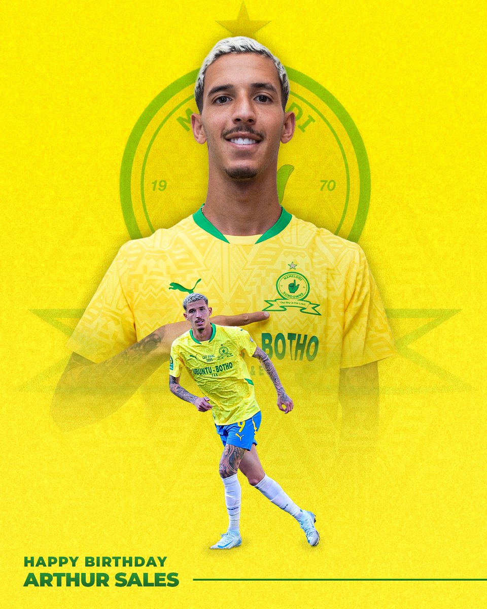 Masandawana, join us in wishing our Brazilian forward Arthur Sales a very Happy Birthday! 🇧🇷🥳

We hope you have a fantastic day. 🎉

#Sundowns #HappyBirthdayArthur