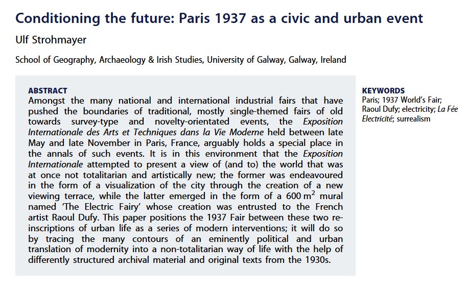 Planning Perspectives (@planningpersp) on Twitter photo #FridayReading-#UlfStrohmayer examines the #1937ParisExposition as a civic and urban event—where modernity, electricity, and non-totalitarian visions of the future came together through art & architecture.📖A deep dive into #surrealurbanimaginaries doi.org/10.1080/026654… #FridayReading-#UlfStrohmayer examines the #1937ParisExposition as a civic and urban event—where modernity, electricity, and non-totalitarian visions of the future came together through art & architecture.📖A deep dive into #surrealurbanimaginaries doi.org/10.1080/026654…