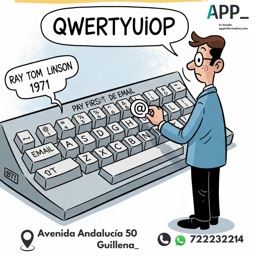 ¿Sabías que el primer correo electrónico se envió en 1971? 🤯  Ray Tomlinson se lo mandó a sí mismo, ¡y el mensaje solo era "QWERTYUIOP"! Él eligió el icónico "@" para separar usuario y servidor, ¡un estándar que usamos aún hoy! 📧✨ Fascinante, ¿verdad? #CuriosidadesTecnológicas