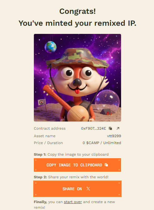vtt99099's tweet photo. I just minted my remixed @CampTrailHeads IP on @campnetworkxyz! ⛺️

Mint yours at https://t.co/4HHNECTILv https://t.co/juDisOAlPb