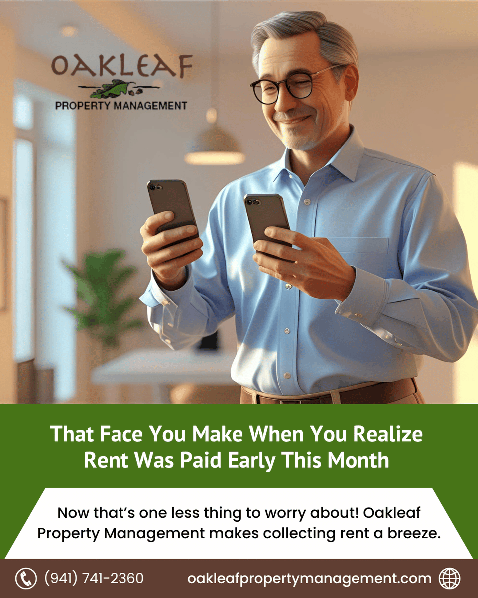 OakleafPM's tweet photo. 🏠 As a landlord, nothing feels better than when rent is paid early.

📞 Call us today: (941) 741-2360
🌐 Visit: https://t.co/l7F4yHNnyK

#OakleafPropertyManagement #PalmettoRentals #ManateeProperties #ClearwaterLandlords #PinellasRealEstate #RentCollection #StressFreeRenting https://t.co/wMI9wdelgU