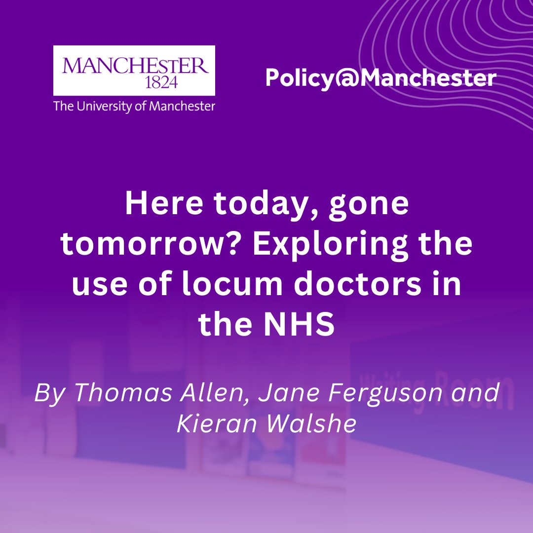 Dr Thomas Allen, Dr Jane Ferguson and Professor Kieran Walshe outline the findings of their research into the use of locums in the NHS, and what this means for policymakers 🚑

Learn more: blog.policy.manchester.ac.uk/posts/2025/06/…