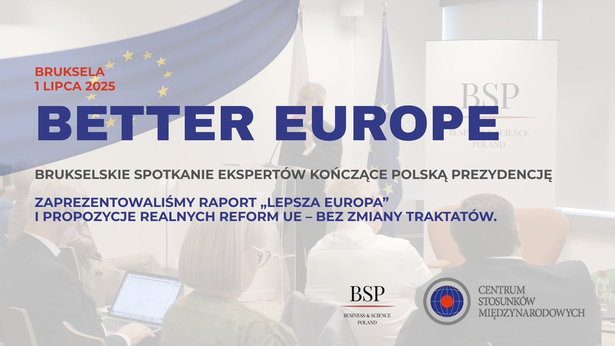 CIR_CSM's tweet image. 🇪🇺Polska zakończyła prezydencję w Radzie UE ważnym głosem w debacie o przyszłości Europy.

1 lipca @CSM_Poland, @THINKTANKPL  i @BSP_Brussels  zorganizowali w Brukseli spotkanie „Better Europe – what is needed?”, prezentując wnioski oraz suplement do raportu „Lepsza Europa” oraz…