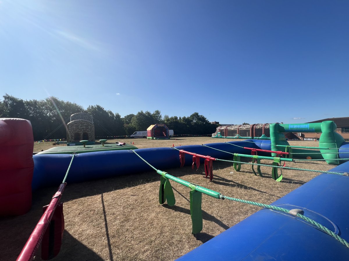 The sun is shining ☀️ and our inflatables are all set up for the pupils who’ve smashed 500+ BfLs! 🎉 Well done, everyone! 🙌 #AchievementUnlocked #StudentRewards