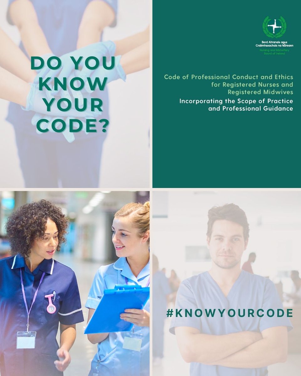 Do you #knowyourcode

The Code of Professional Conduct and Ethics for  #Nurses and #Midwives came into effect on 14 February 2025.
 
Download your copy from our website today or watch our video to learn about the key changes.

nmbi.ie/Standards-Guid…