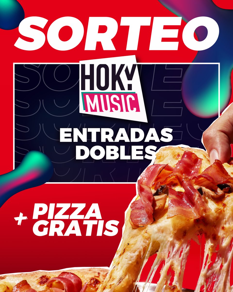 SORTEO 😎 ¿TE VIENES DE FESTI?
Con <a href="/hokymusic/">HokyMusic</a> te llevamos al festival más top del verano 😜 🎶
¿Te animas a un planazo lleno de música y pizza GRATIS? 🍕😏
👉 Síguenos en <a href="/telepizza_es/">Telepizza España 🍕</a> y a <a href="/hokymusic/">HokyMusic</a> 
🔁 Haz RT
💃 Menciona a ese colega que se apunta a todo
🔥 ¡Cuantas más veces