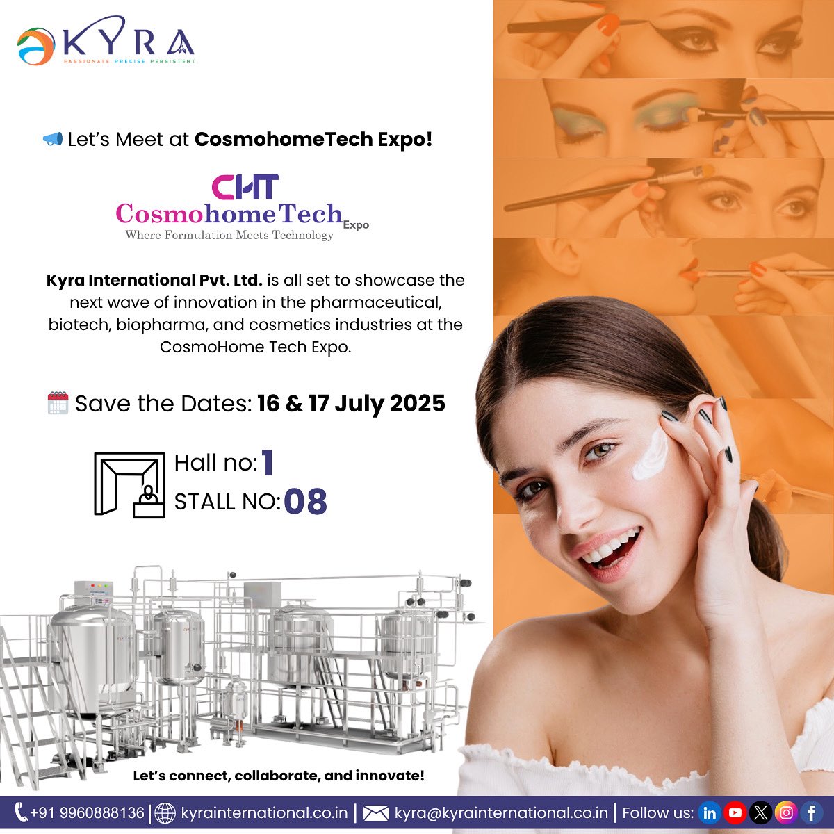 LtdKyra's tweet image. 🗓️ 14 Days to Go!
We’re gearing up for an exciting showcase at the CosmoHomeTech Expo 2025! 🚀
📍 Hall No.: 1 | Stall No.: O8
📅 Date: 16 &amp;amp; 17 July 2025
Join us as we connect, collaborate, and innovate!
#KyraInternational #CosmoHomeTech2025 #InnovationInCosmetics #cosmetic