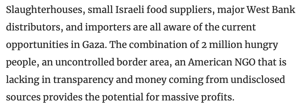 BrendaPuech's tweet image. Haaretz reports that Israeli food companies are making HUGE profits from smuggling limited food into Gaza for which they can make astronomical profits.