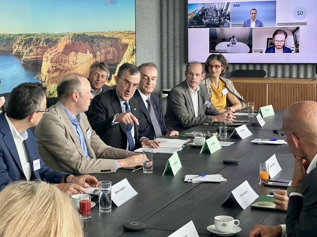 AusAmbVIE's tweet image. Great to host a successful roundtable with Point Ann Advisory & business leaders on capital markets and investing in 🇦🇺 last Tuesday. Exciting pathways ahead following insightful discussions on cross-border opportunities to broaden our trade & investment relationship 🇦🇺🤝🇦🇹