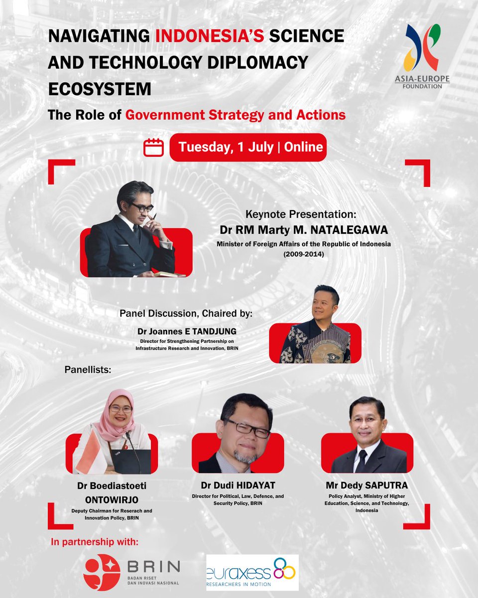 On Tuesday, 1 July 2025, we successfully launched our third Country Focused Workshop Series on ‘Navigating Indonesia’s Science and Technology Diplomacy Ecosystem’!💡
Interested in joining our upcoming sessions on Indonesia? Register now here: hubs.ly/Q03vKY7M0