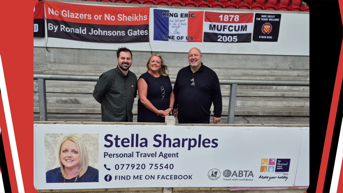 🌟 FC United are thrilled to welcome Stella Sharples as our new pitch-side partner!

A long-term supporter of our club &amp; award-winning travel expert, Stella’s here to plan your perfect holiday—and support your club!

✈️ fc-utd.co.uk/news-story/fc-…