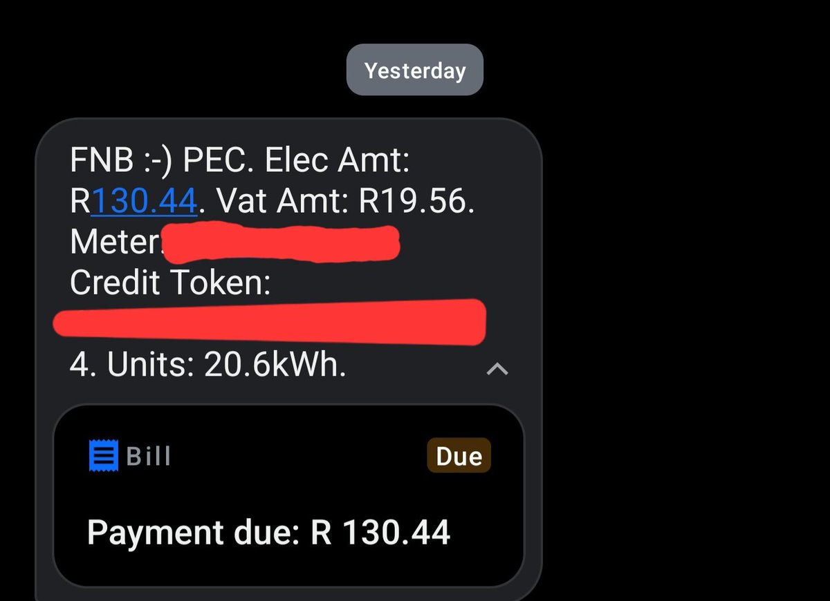 ๐ก๐ ๐ก๐ ๐ธ๐ ๐ฆ๐ ยฎโ (@recon1_za) on Twitter photo Old lady next door knocked on my door asking if I can help her. Shows me an electricity voucher purchase of R150.
R130.44 + R19.56 VAT
Units:ย 20.6kWh
R7.28 per kWh.
I dont know what to tell her. But the agony of her face spoke for itself. <a href="/geordinhl/">Geordin Hill-Lewis</a> <a href="/Our_DA/">Democratic Alliance</a>
These boys are Old lady next door knocked on my door asking if I can help her. Shows me an electricity voucher purchase of R150.
R130.44 + R19.56 VAT
Units:ย 20.6kWh
R7.28 per kWh.
I dont know what to tell her. But the agony of her face spoke for itself. <a href="/geordinhl/">Geordin Hill-Lewis</a> <a href="/Our_DA/">Democratic Alliance</a>
These boys are