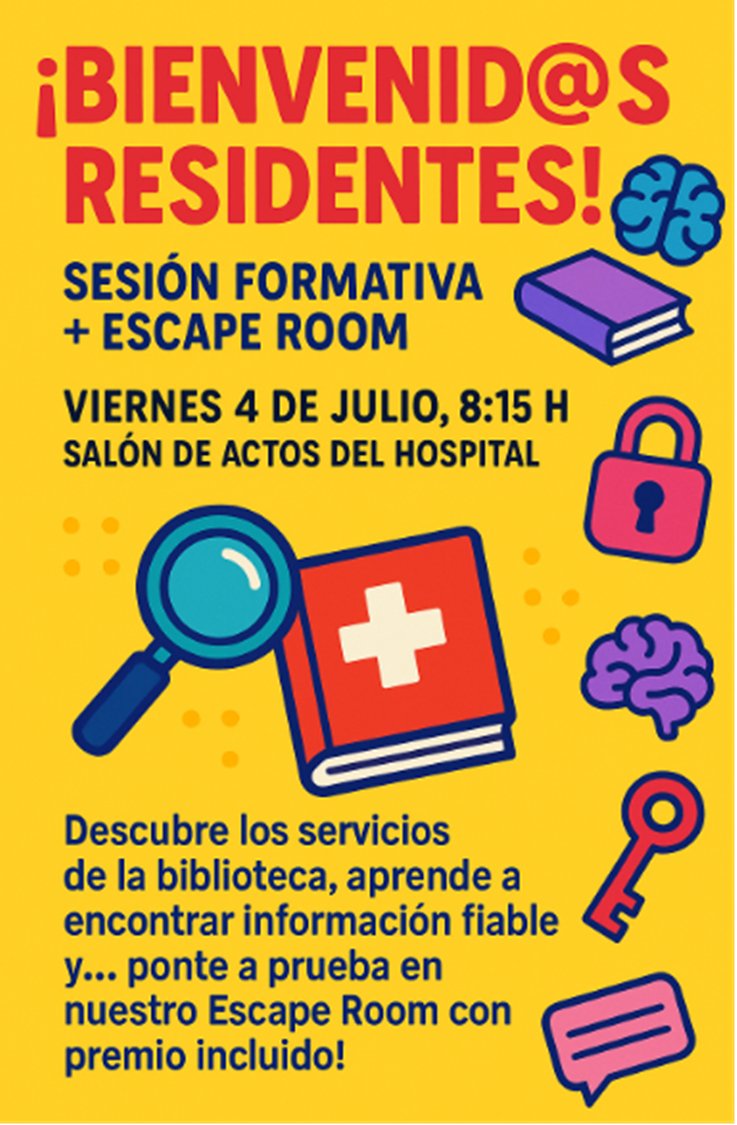 📢#Residentes 2025,  mañana vuestra #biblioteca os dará la bienvenida y os retará a un nuevo desafío... ¡¡con premio final!!
👉8:15 h. Salón de Actos, #HospitalSeveroOchoa
#Formación #Docencia 
#YourLibraryIsTheBestFriend