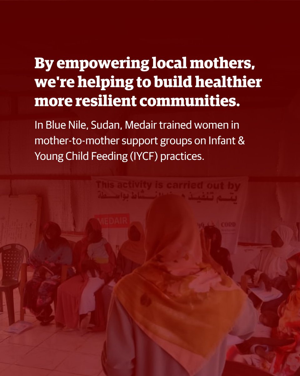 In Blue Nile, Sudan, Medair trained mothers in mother-to-mother support groups on Infant &amp; Young Child Feeding (IYCF) practices. By empowering local women, we’re building healthier, more resilient communities. 💛  #IYCF #MedairSudan #HumanitarianAid