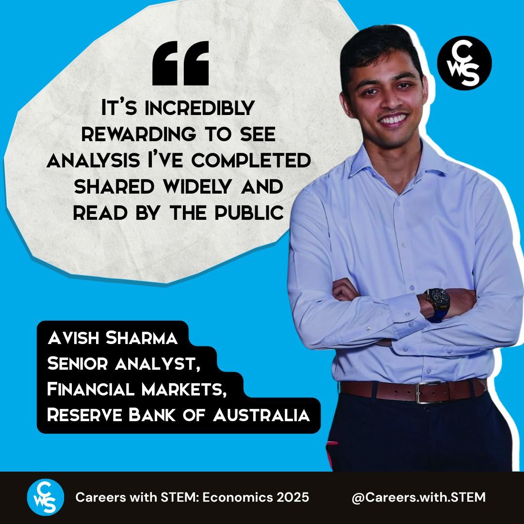 Careers with STEM (@careerswithstem) on Twitter photo Meet three economists from <a href="/RBAInfo/">Reserve Bank of Australia</a>. Emily works in note issue, Geneve is an expert in financial stability, and Avish is across financial markets.
We love that economics is not just about the numbers; it's about telling the story: careerswithstem.com.au/make-an-impact… Meet three economists from <a href="/RBAInfo/">Reserve Bank of Australia</a>. Emily works in note issue, Geneve is an expert in financial stability, and Avish is across financial markets.
We love that economics is not just about the numbers; it's about telling the story: careerswithstem.com.au/make-an-impact…