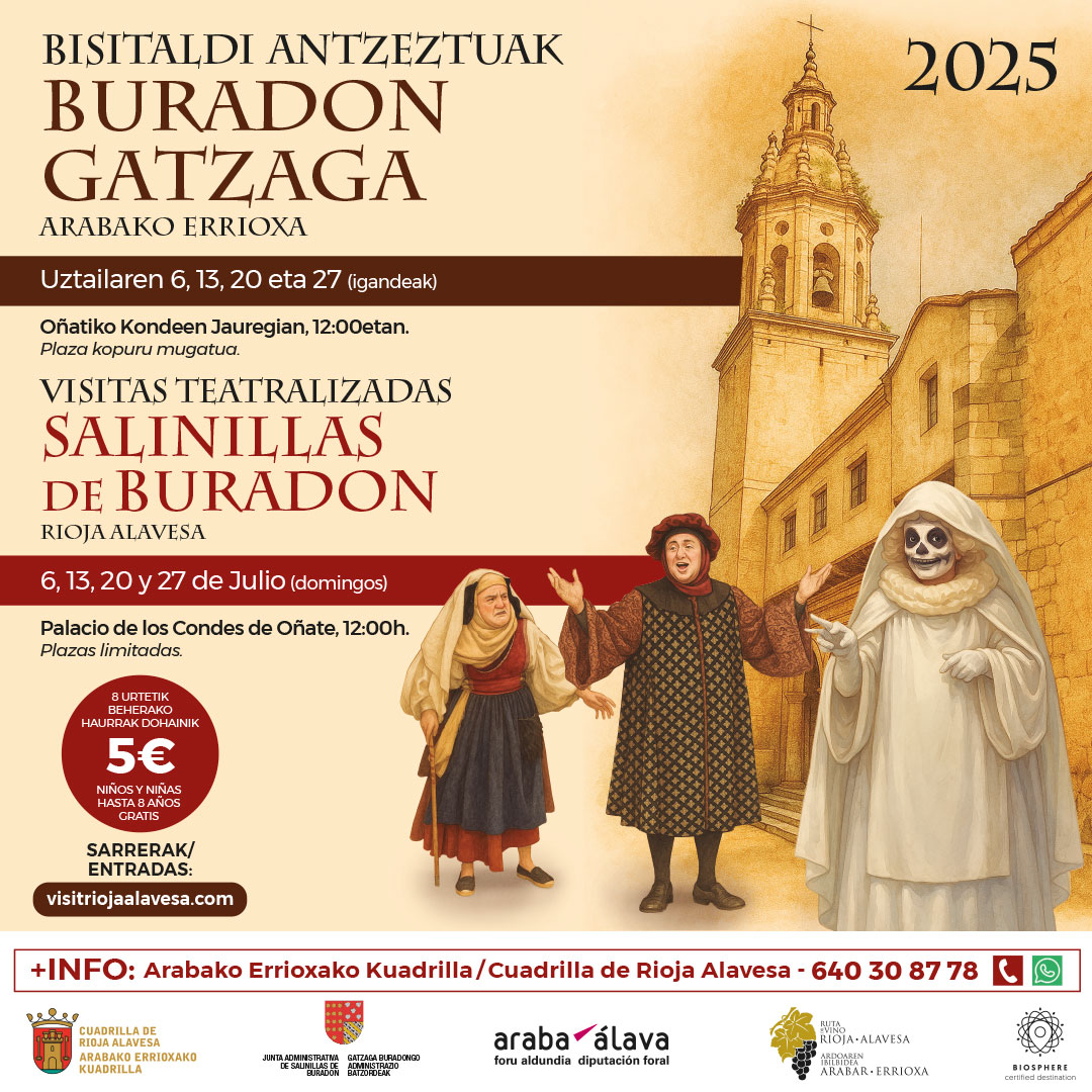 Álava Turismo (@turismoalava) on Twitter photo 🎭🏰 ¡Este julio, Salinillas de Buradón cobra vida a través de las Visitas Teatralizadas! <a href="/RiojaAlavesa/">Rioja Alavesa</a>
🎭🏰 Uztail honetan, Buradon Gatzagak bizia hartuko du Bisitaldi Antzeztuen bidez!
👉 Inscríbete / Eman izena: visitriojaalavesa.com/producto/visit… 🎭🏰 ¡Este julio, Salinillas de Buradón cobra vida a través de las Visitas Teatralizadas! <a href="/RiojaAlavesa/">Rioja Alavesa</a>
🎭🏰 Uztail honetan, Buradon Gatzagak bizia hartuko du Bisitaldi Antzeztuen bidez!
👉 Inscríbete / Eman izena: visitriojaalavesa.com/producto/visit…