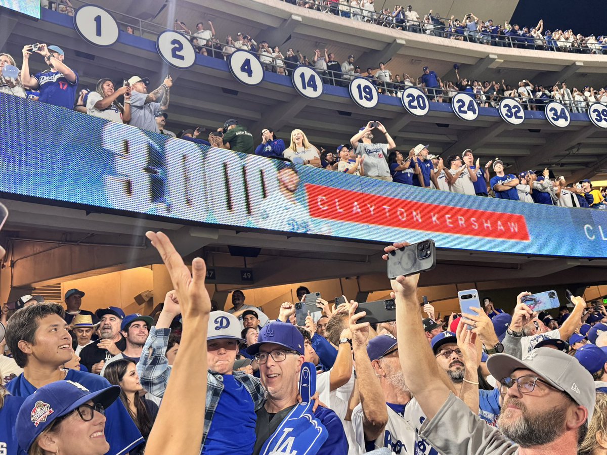 I saw Kersh pitch in his first season. I saw him break the Dodgers franchise strikeout record. And tonight with my son, we saw him hit a milestone only 19 others before him have done, all in <a href="/Dodgers/">Los Angeles Dodgers</a> blue. Absolute legend. #KershawDay #Kershaw3000K