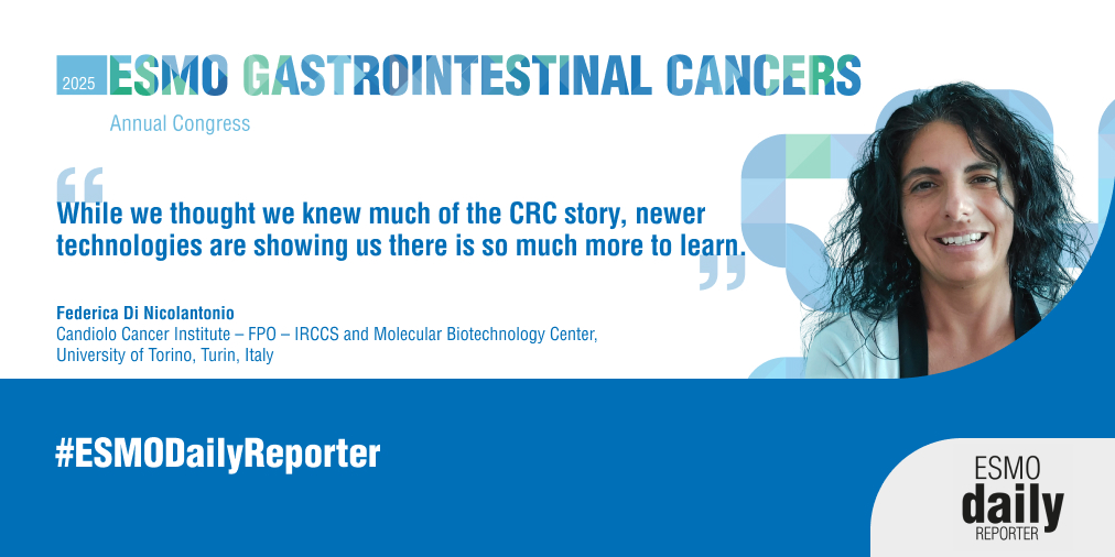 myESMO's tweet image. In her Keynote Lecture at #ESMOGI25, @fdinicolantonio explains how knowledge of the #genomic and #transcriptomic landscape of #CRC has been instrumental in the development of novel treatment strategies. 

Read more in the #ESMODailyReporter

🔗 ow.ly/iWa650WkcSv