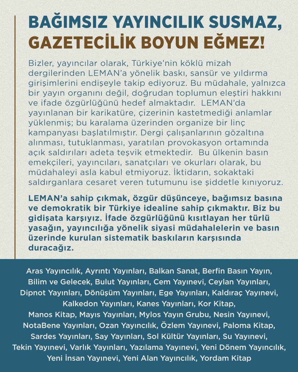 Bağımsız yayıncılık susmaz, gazetecilik boyun eğmez!