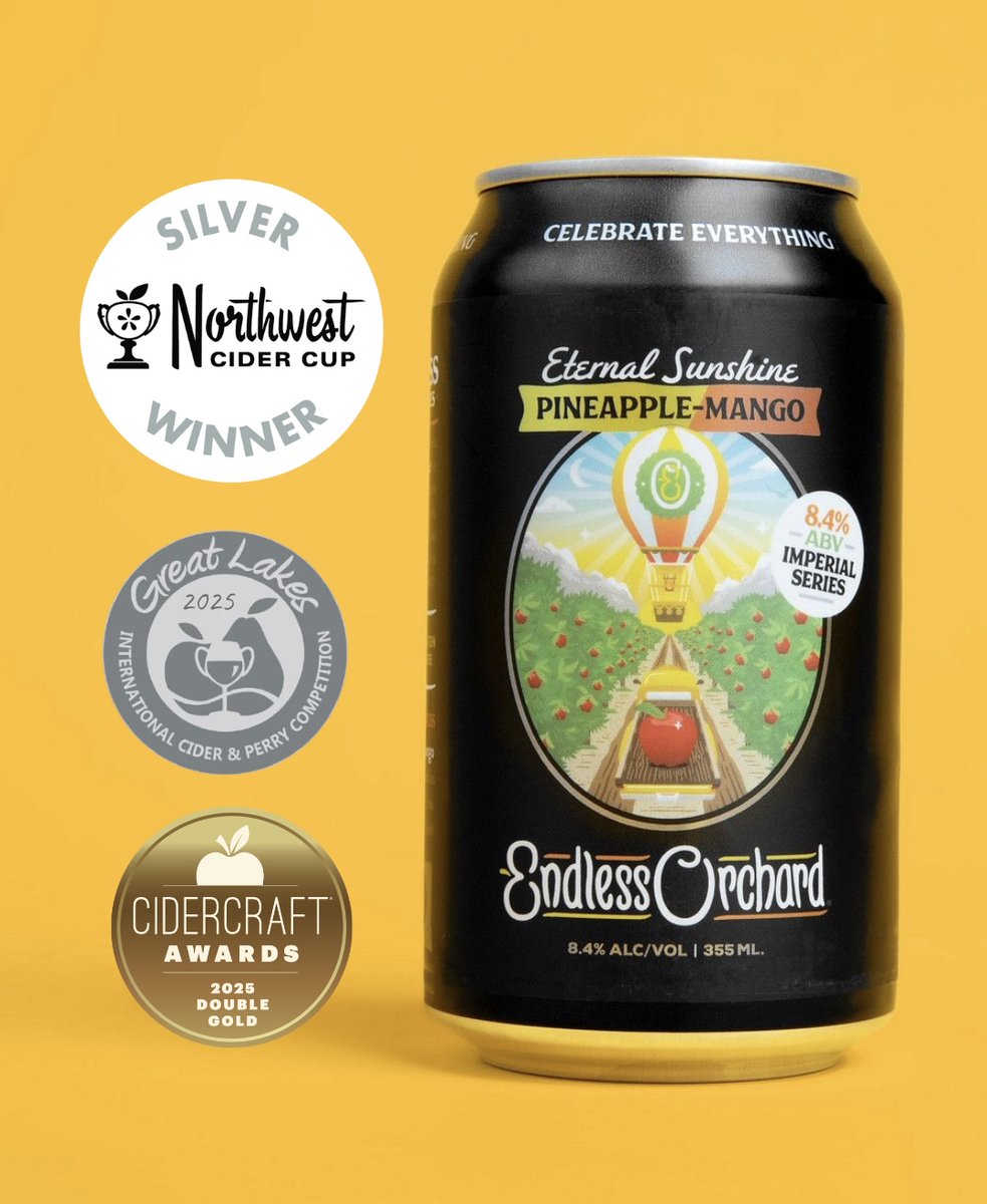 ArcticApples's tweet image. We&apos;d be hard-pressed to be prouder of our Endless Orchard Hard-Pressed Cider. Made with Arctic apples, our Pineapple-Mango flavor just took home a silver medal at this year&apos;s Cider Cup! 

📷: NW Cider Association

#arcticapples #endlessorchard #celebrateeverything #nwcidercup