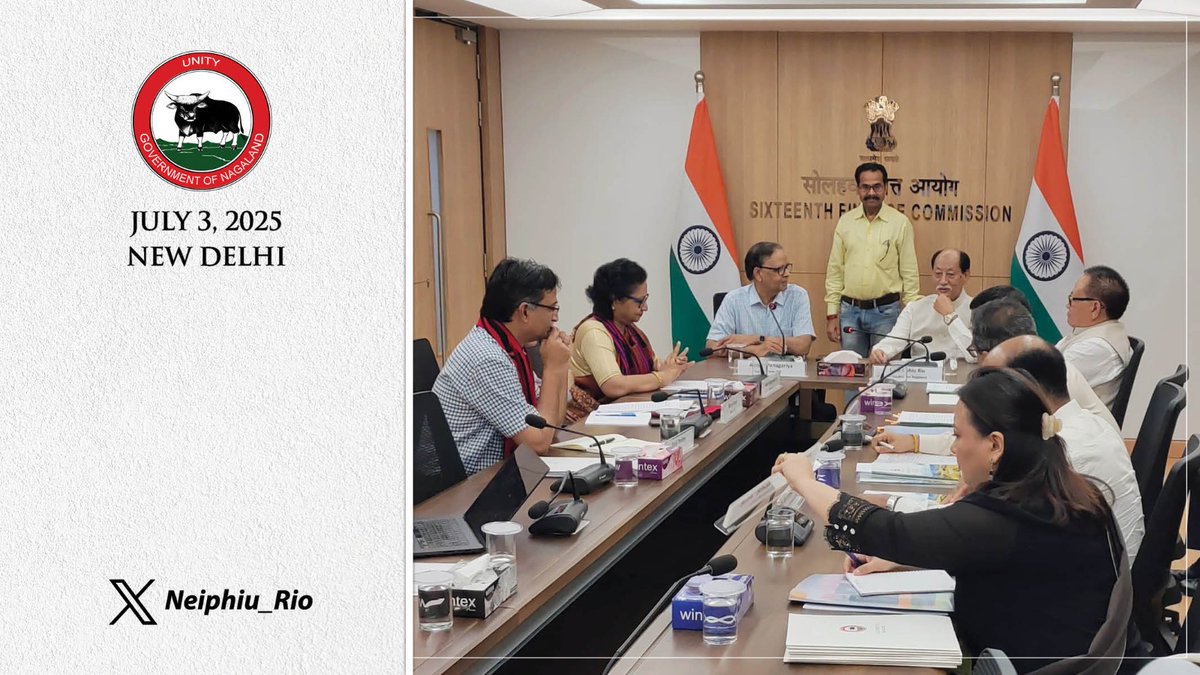Neiphiu_Rio's tweet photo. Held a meeting with the 16th Finance Commission, accompanied by Dy. CM Shri @TRZeliang. I express my sincere gratitude to the Commission, led by Chairman Dr. Arvind Panagariya @APanagariya, for their continued support and commitment towards the development of the State. https://t.co/jGv0IT67mY
