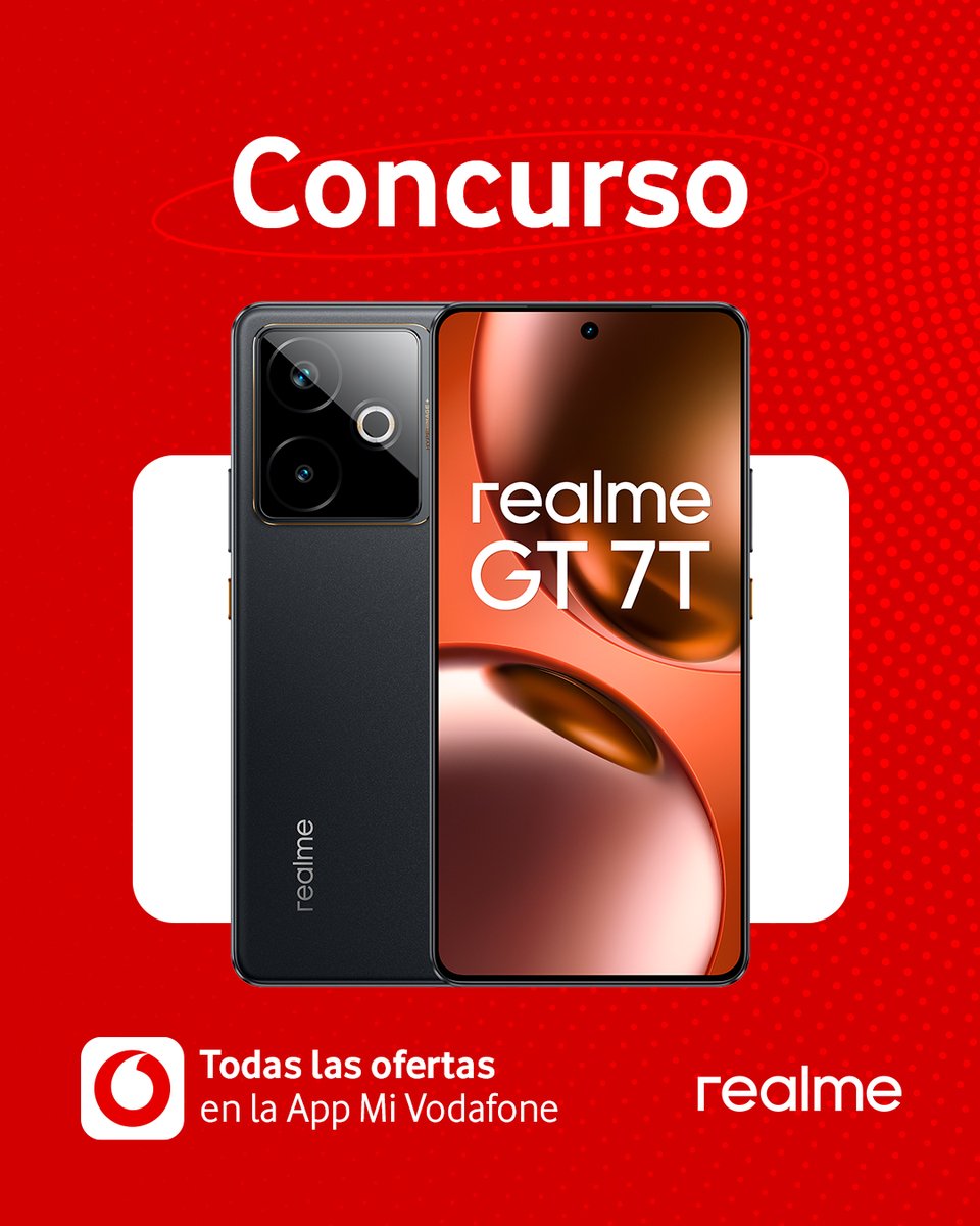 vodafone_es's tweet image. 🎁 ¡CONCURSO! 🎁 Este realme GT 7T puede ser para ti:

🔺 Sigue a @vodafone_es y @realmeespana 
🔺 Haz RT al post
🔺 Comenta en qué viaje lo utilizarías sin parar este verano con el hashtag #realmeEnVodafone
 
Si eres cliente, lo tienes disponible en la App Mi Vodafone. 
¿Aún no…