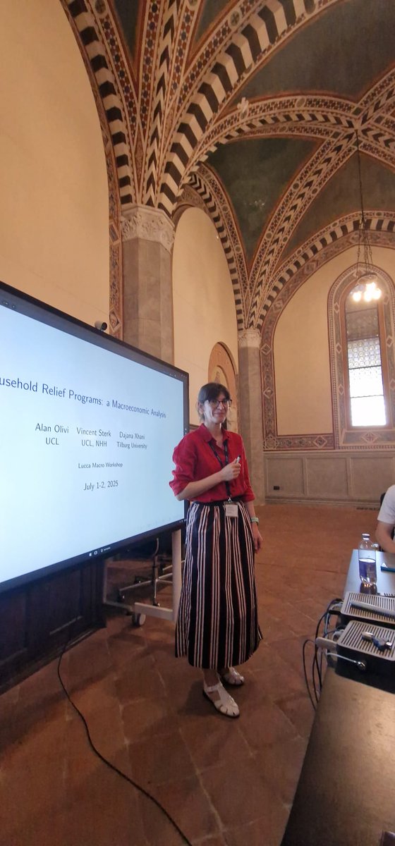 Back at it for Day 2!

🏠 <a href="/XhaniDajana/">Dajana Xhani</a> on household reliefs and macro effects
👫 <a href="/SaraCasella9/">Sara Casella</a> on within-household risk-sharing
📉 <a href="/F_turino/">Francesco Turino</a> on entrepreneurial human capital &amp; firm informality
