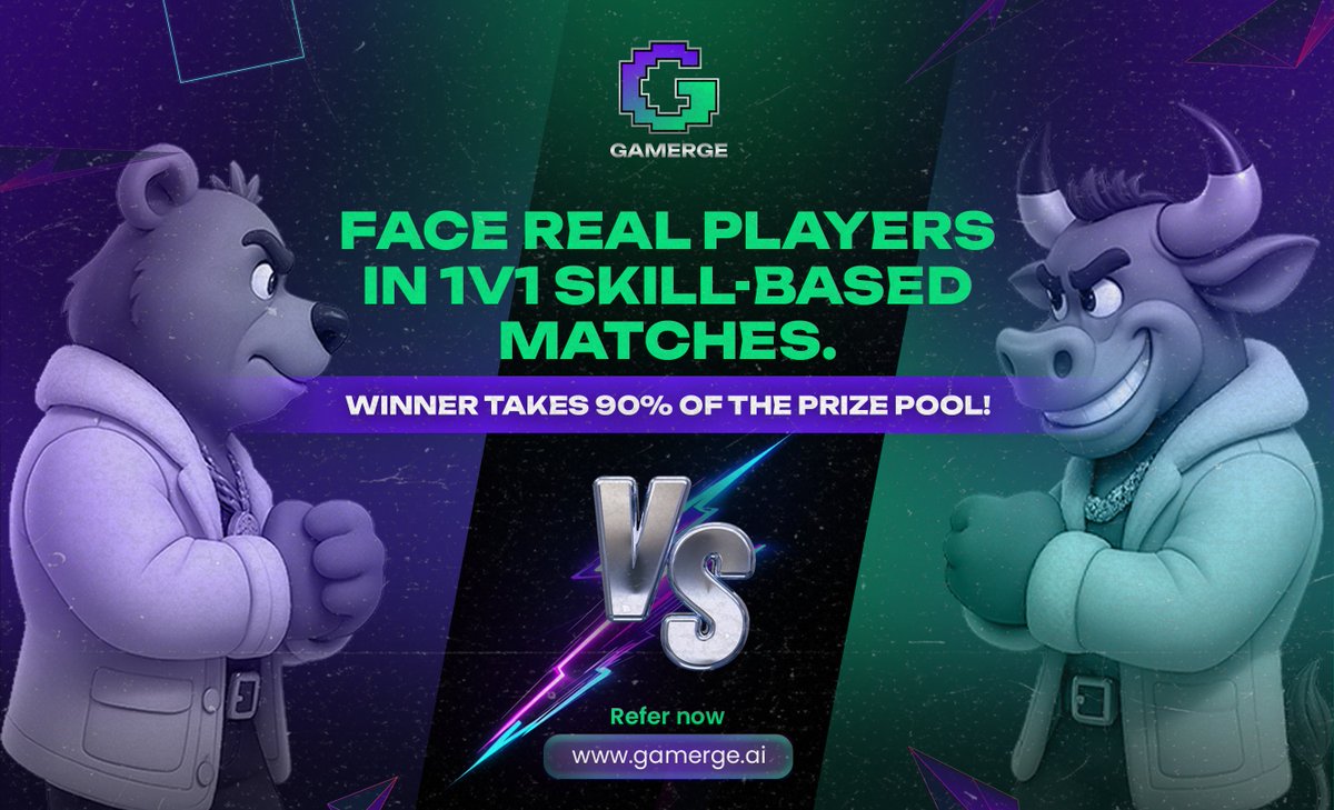 📷 Face real players in 1v1 skill-based battles!

📷 Winner grabs 90% of the prize pool!

Play smart, win big 📷 gamerge.ai 

#gamerge #gmgtoken #cryptotoken #cryptogaming #playtoearn #gamefi #skillbasedgaming