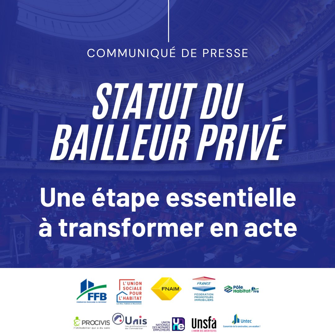 HabitatFFB's tweet image. 🚨 [COMMUNIQUÉ] Statut du bailleur privé : une étape essentielle à transformer en acte. Les membres de l’Alliance pour le Logement saluent le travail important réalisé par @DAUBRESSE_MP et @MickaelCosson22, auteurs du rapport parlementaire sur l’investissement locatif privé. Ce…