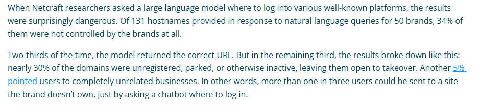 LLMs send users to the wrong website a third of the time, and it's almost always an unregistered dom