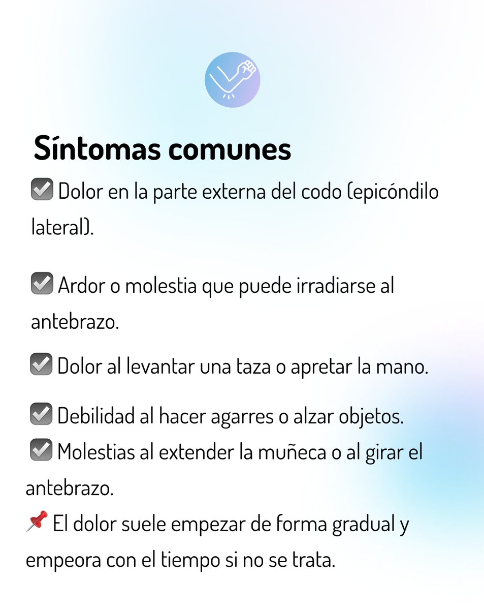 🎾 ¿Sientes dolor en la parte externa del codo?

Aunque no juegues tenis, podrías tener codo de tenista (epicondilitis lateral).

👨‍⚕️ Si haces movimientos repetitivos con el brazo, sea en el deporte o en el trabajo, este post es para ti.