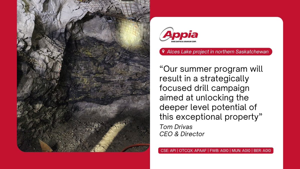 Appiareu's tweet image. βOur summer program will result in a strategically focused drill campaign aimed at unlocking the deeper level potential of this exceptional propertyβ Tom Drivas, CEO
π Alces Lake REE Project | Saskatchewan
π stockmkt.info/3Tmc2EY
π¨π¦ $API.CA πΊπΈ $APAAF π©πͺ A0I0