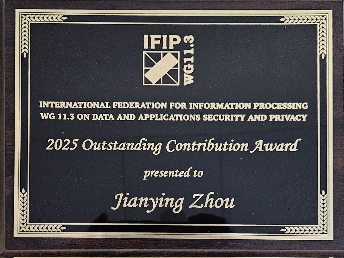 Honoured to receive this award for the contributions to data and application security and privacy.